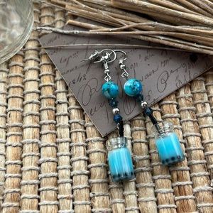 🧋🩵 Boba tea blue milk tea earrings handmade